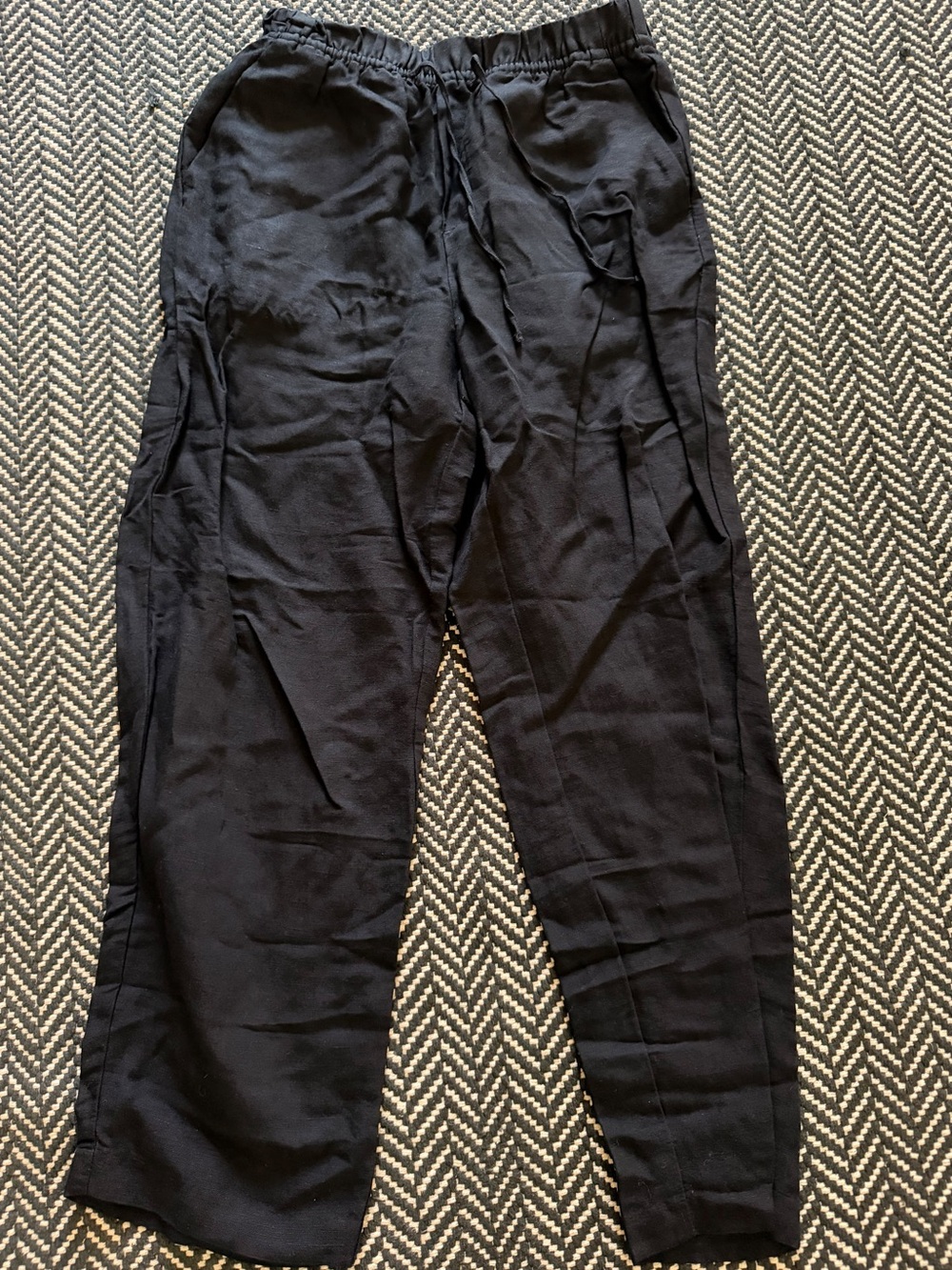 H&M Black Drawstring Linen Pants